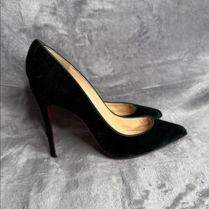 Christian Louboutin dark green Velvet Heels